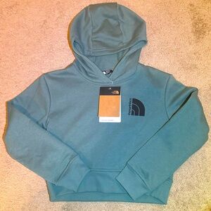 The North Face Girls Cropped Hoodie Green Small 7/8 Sweatshirt